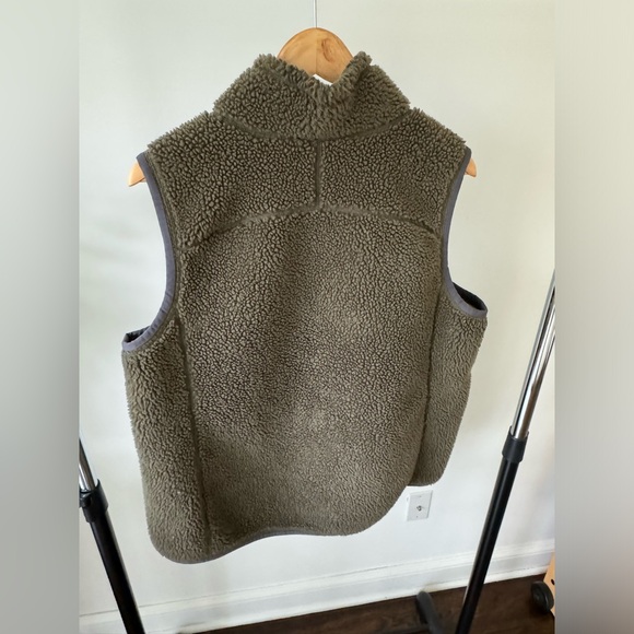 LL Bean Mountain Pile Fleece Vest Women's Large Full Zip Sherpa Pocket Hunter - Picture 5 of 6